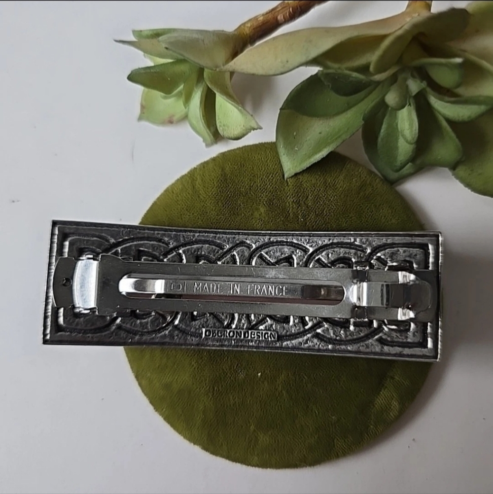 Pewter Celtic Knots Barrette Hair Pin Made In France - Picture 2 of 3